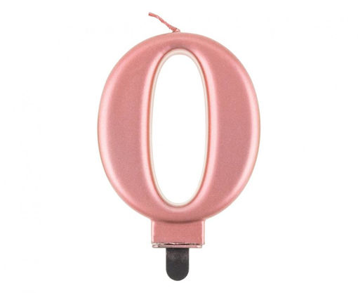 Picture of BIRTHDAY CANDLE ROSE GOLD NUMBER 0 - 8CM